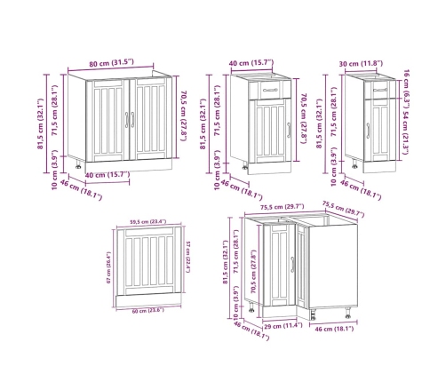 Mueble cocina Kalmar gris hormigón 11 pzas madera contrachapada