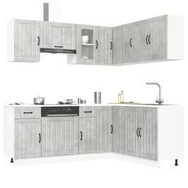 Mueble cocina Kalmar gris hormigón 11 pzas madera contrachapada