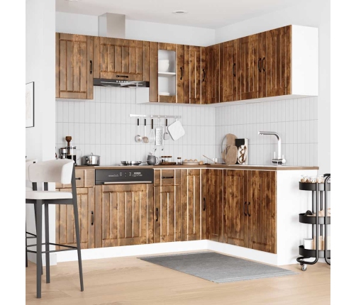 Mueble cocina Kalmar roble ahumado 11 pzas madera contrachapada