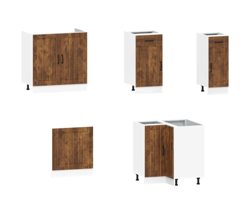 Mueble cocina Kalmar roble ahumado 11 pzas madera contrachapada