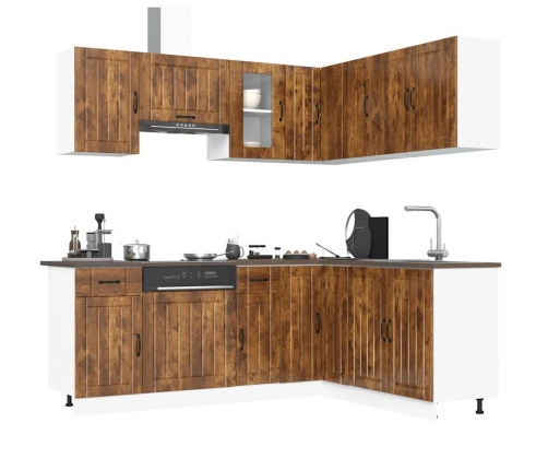 Mueble cocina Kalmar roble ahumado 11 pzas madera contrachapada