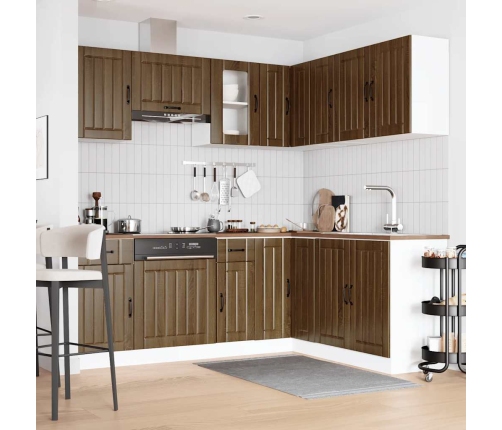 Mueble cocina Kalmar roble marrón 11 pzas madera contrachapada