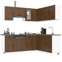 Mueble cocina Kalmar roble marrón 11 pzas madera contrachapada