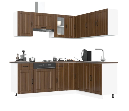 Mueble cocina Kalmar roble marrón 11 pzas madera contrachapada