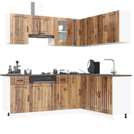 Mueble cocina Kalmar madera vieja 11 pzas madera contrachapada