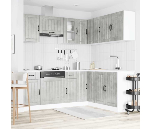 Mueble cocina Lucca gris hormigón 11 pzas madera contrachapada