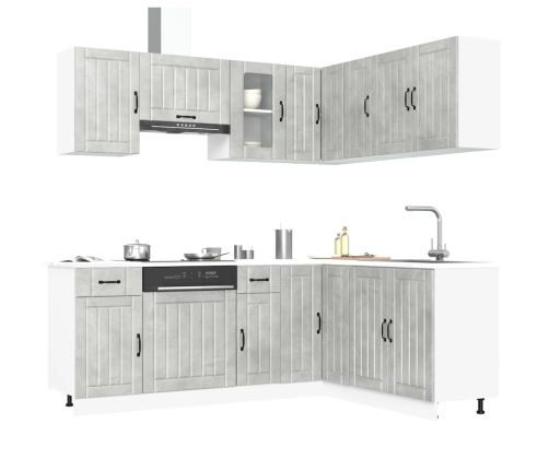 Mueble cocina Lucca gris hormigón 11 pzas madera contrachapada