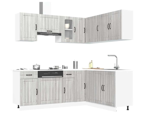 Mueble cocina Lucca sonoma gris 11 pzas madera contrachapada