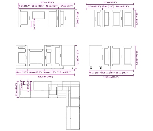 Mueble de cocina Porto blanco 11 piezas madera contrachapada