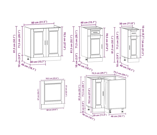 Mueble de cocina Porto blanco 11 piezas madera contrachapada