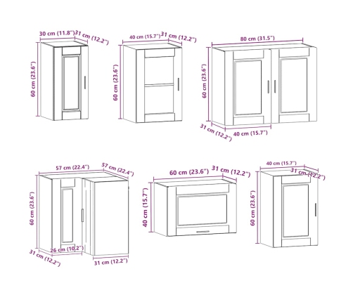 Mueble de cocina Porto blanco 11 piezas madera contrachapada