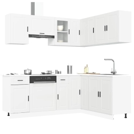 Mueble de cocina Porto blanco 11 piezas madera contrachapada