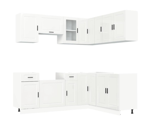 Mueble cocina Porto blanco brillo 11 pzas madera contrachapada