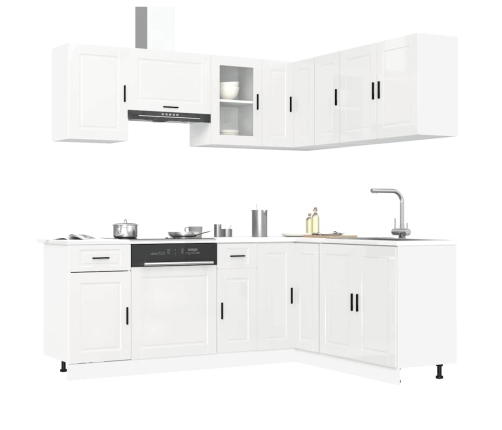 Mueble cocina Porto blanco brillo 11 pzas madera contrachapada