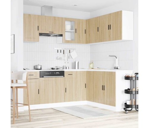 Mueble cocina Porto roble sonoma 11 pzas madera contrachapada