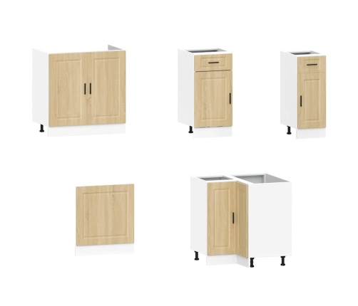 Mueble cocina Porto roble sonoma 11 pzas madera contrachapada