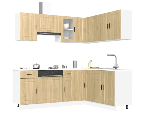 Mueble cocina Porto roble sonoma 11 pzas madera contrachapada