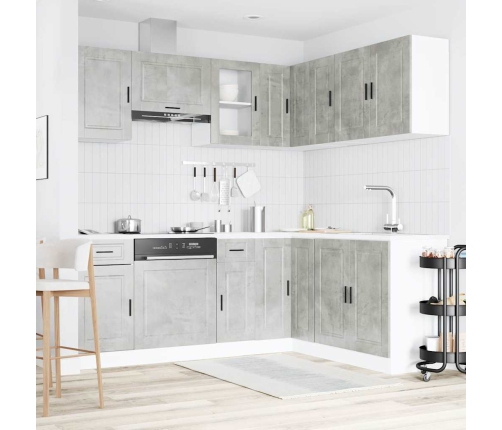 Mueble cocina Porto gris hormigón 11 pzas madera contrachapada