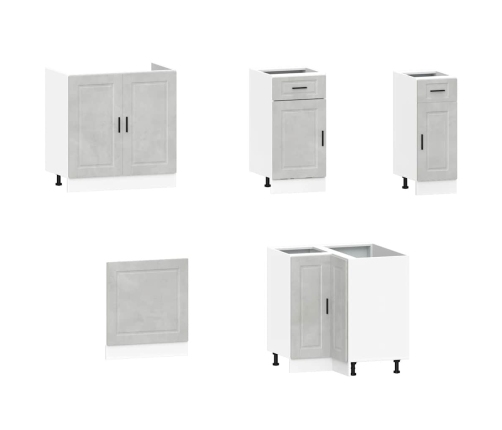 Mueble cocina Porto gris hormigón 11 pzas madera contrachapada