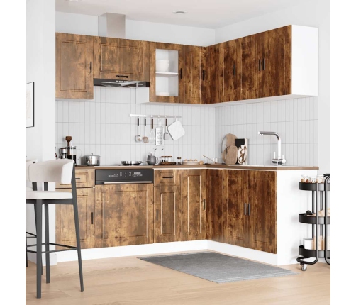 Mueble cocina Porto roble ahumado 11 pzas madera contrachapada