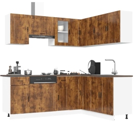 Mueble cocina Porto roble ahumado 11 pzas madera contrachapada