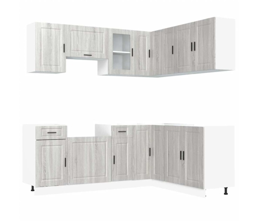 Mueble cocina Porto sonoma gris 11 pzas madera contrachapada