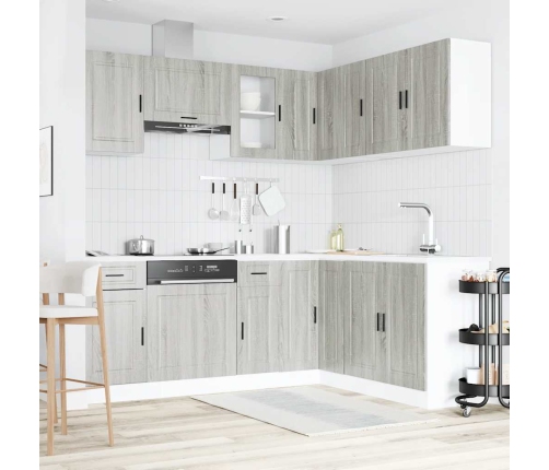 Mueble cocina Porto sonoma gris 11 pzas madera contrachapada