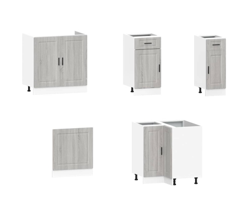 Mueble cocina Porto sonoma gris 11 pzas madera contrachapada