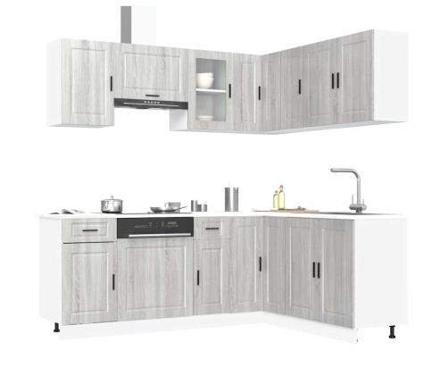 Mueble cocina Porto sonoma gris 11 pzas madera contrachapada