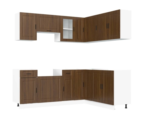 Mueble cocina Porto roble marrón 11 pzas madera contrachapada