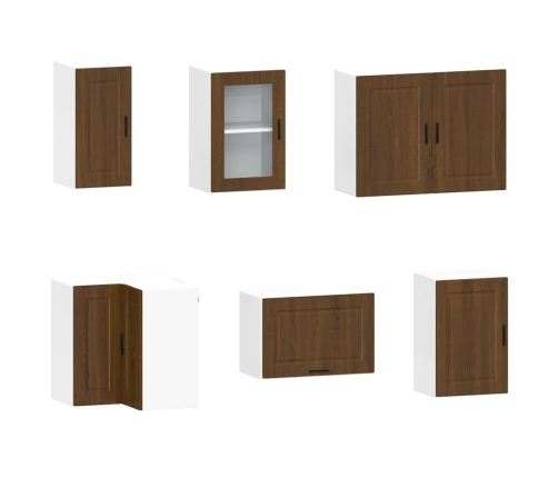 Mueble cocina Porto roble marrón 11 pzas madera contrachapada