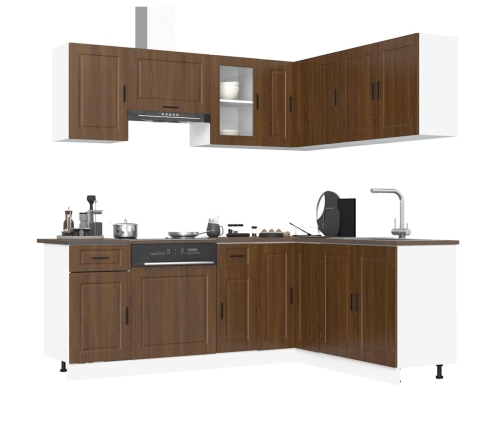 Mueble cocina Porto roble marrón 11 pzas madera contrachapada