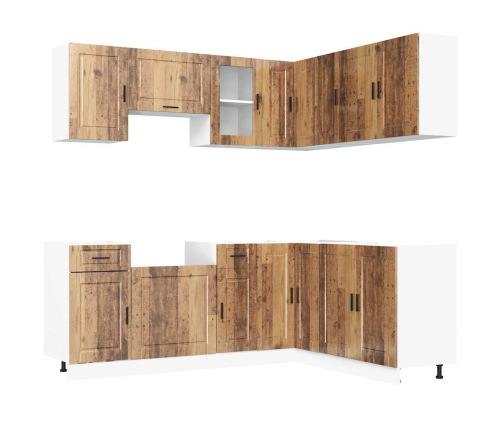 Mueble cocina Porto madera vieja 11 pzas madera contrachapada