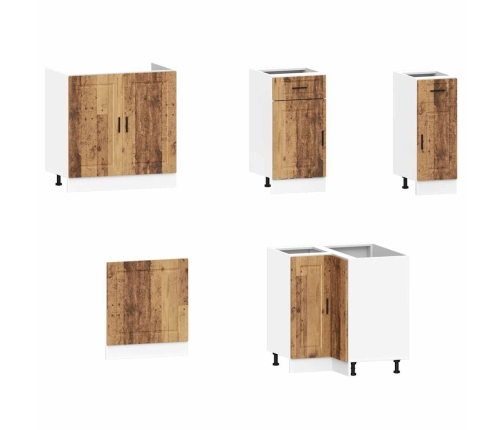 Mueble cocina Porto madera vieja 11 pzas madera contrachapada