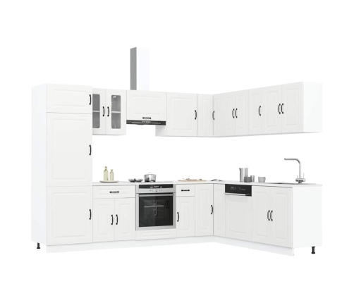 Mueble de cocina Kalmar blanco 14 piezas madera contrachapada