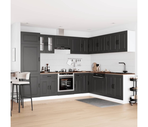 Mueble de cocina Kalmar negra 14 piezas madera contrachapada