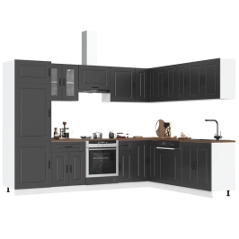 Mueble de cocina Kalmar negra 14 piezas madera contrachapada