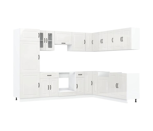 Mueble cocina Kalmar blanco brillo 14 pzas madera contrachapada