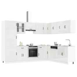 Mueble cocina Kalmar blanco brillo 14 pzas madera contrachapada