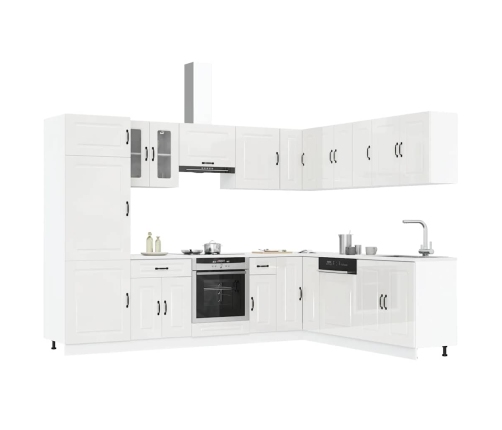 Mueble cocina Kalmar blanco brillo 14 pzas madera contrachapada