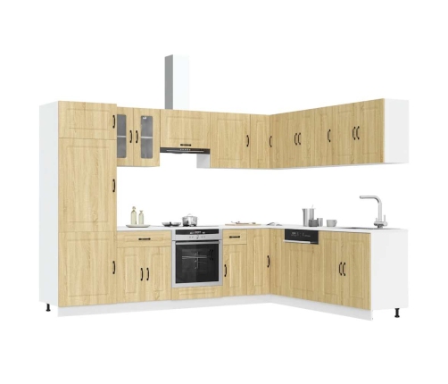 Mueble cocina Kalmar roble sonoma 14 pzas madera contrachapada