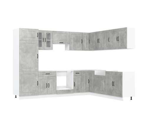 Mueble cocina Kalmar gris hormigón 14 pzas madera contrachapada