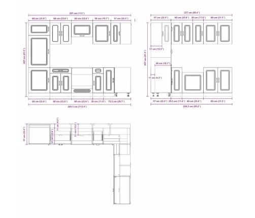 Mueble cocina Kalmar gris hormigón 14 pzas madera contrachapada