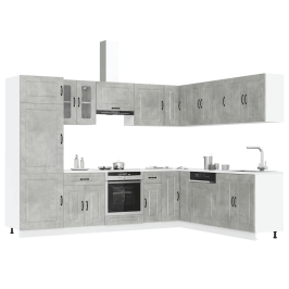 Mueble cocina Kalmar gris hormigón 14 pzas madera contrachapada