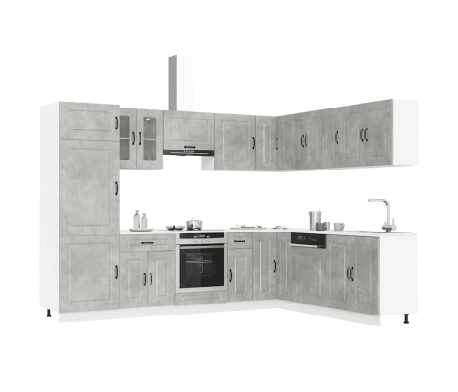 Mueble cocina Kalmar gris hormigón 14 pzas madera contrachapada