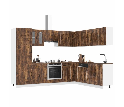 Mueble cocina Kalmar roble ahumado 14 pzas madera contrachapada