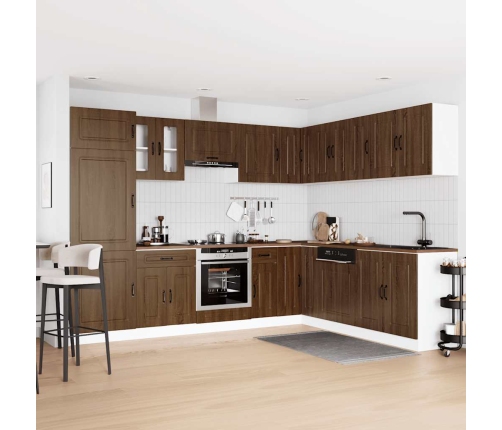 Mueble cocina Kalmar roble marrón 14 pzas madera contrachapada