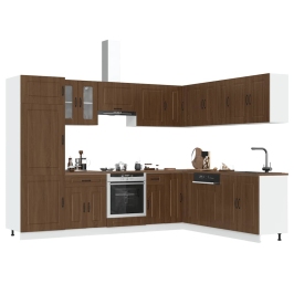 Mueble cocina Kalmar roble marrón 14 pzas madera contrachapada