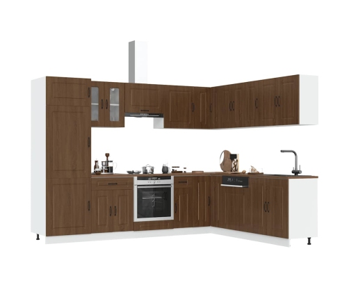 Mueble cocina Kalmar roble marrón 14 pzas madera contrachapada