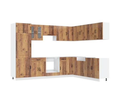 Mueble cocina Kalmar madera vieja 14 pzas madera contrachapada